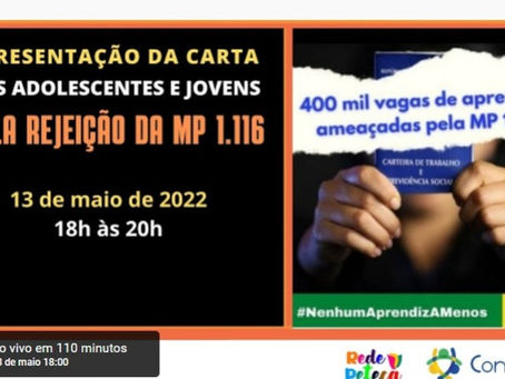 LIVE: NENHUM APRENDIZ A MENOS - CARTA DOS ADOLESCENTES E JOVENS