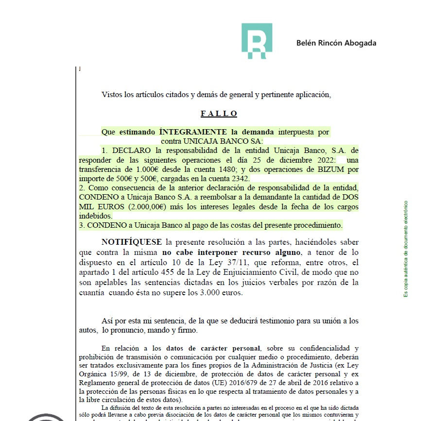 fallo-sentencia-condena-unicaja-devolucion-2000-euros-phishing