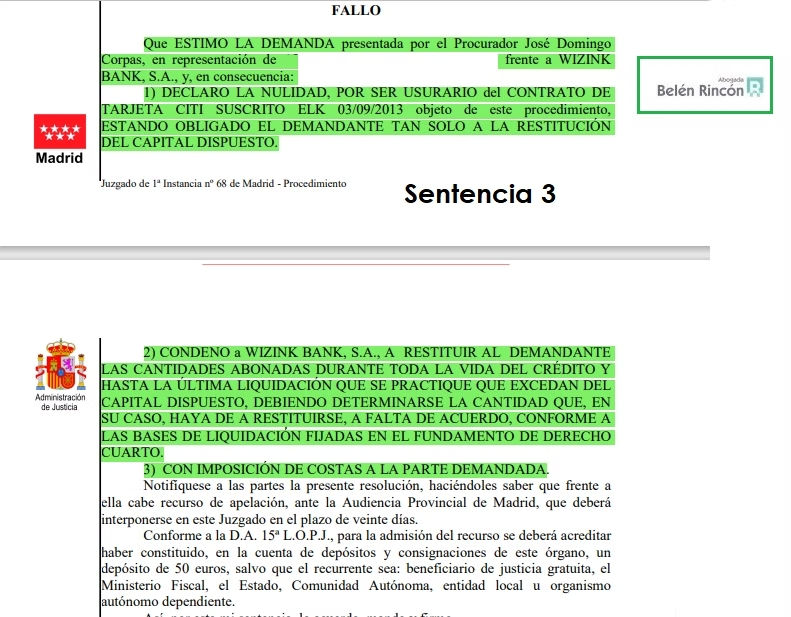 Resolución judicial favorable en procedimiento sobre tarjeta revolving.