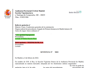 Audiencia Provincial Madrid Wizink tarjetas revolving
