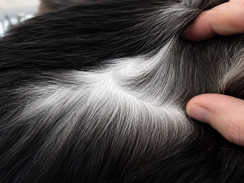 Close-up of black smoke Maine Coon fur showing pale silver hair roots