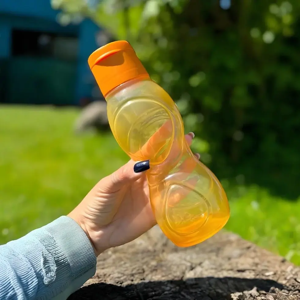 Miniatură: Sticlă portocalie Eco Teenzie 500 ml transparentă cu capac sport