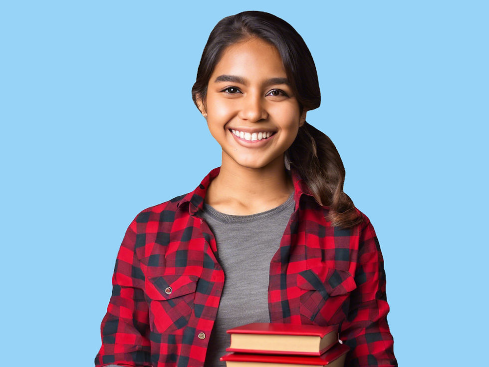 Portrait of attractive asian student ( woman ) standing holding reading a book with copy s