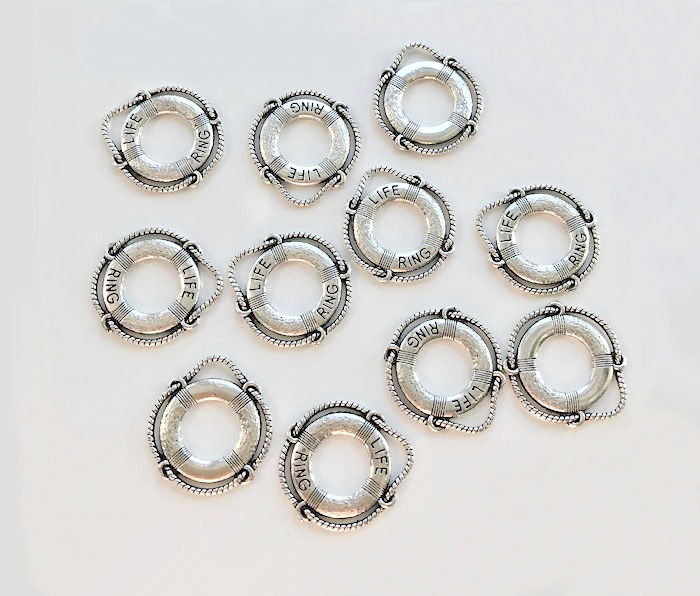 Tibetan Silver Life Ring Lifeguard Swim Float Charms Pendants 24mm