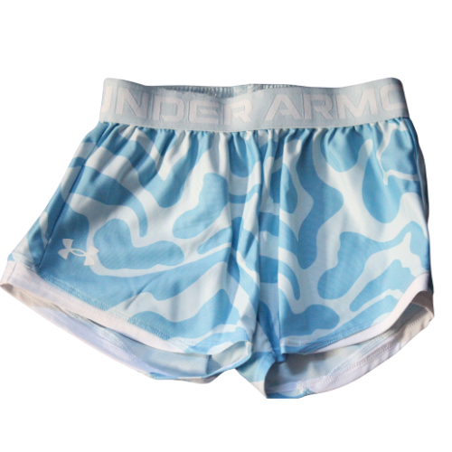 Under Armour Light Blue Wave Pattern Active Shorts Size Youth Small