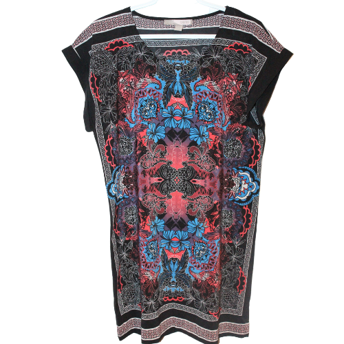 Forever 21 Black with Floral Pattern Straightline Dress Size M