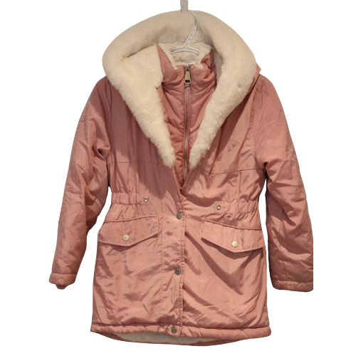 Justice Light Pink with Faux White Lining Coat Size 10