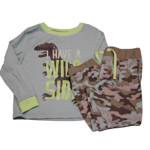 Oshkosh Green & Aqua Dino + Camo PJs Size 4T