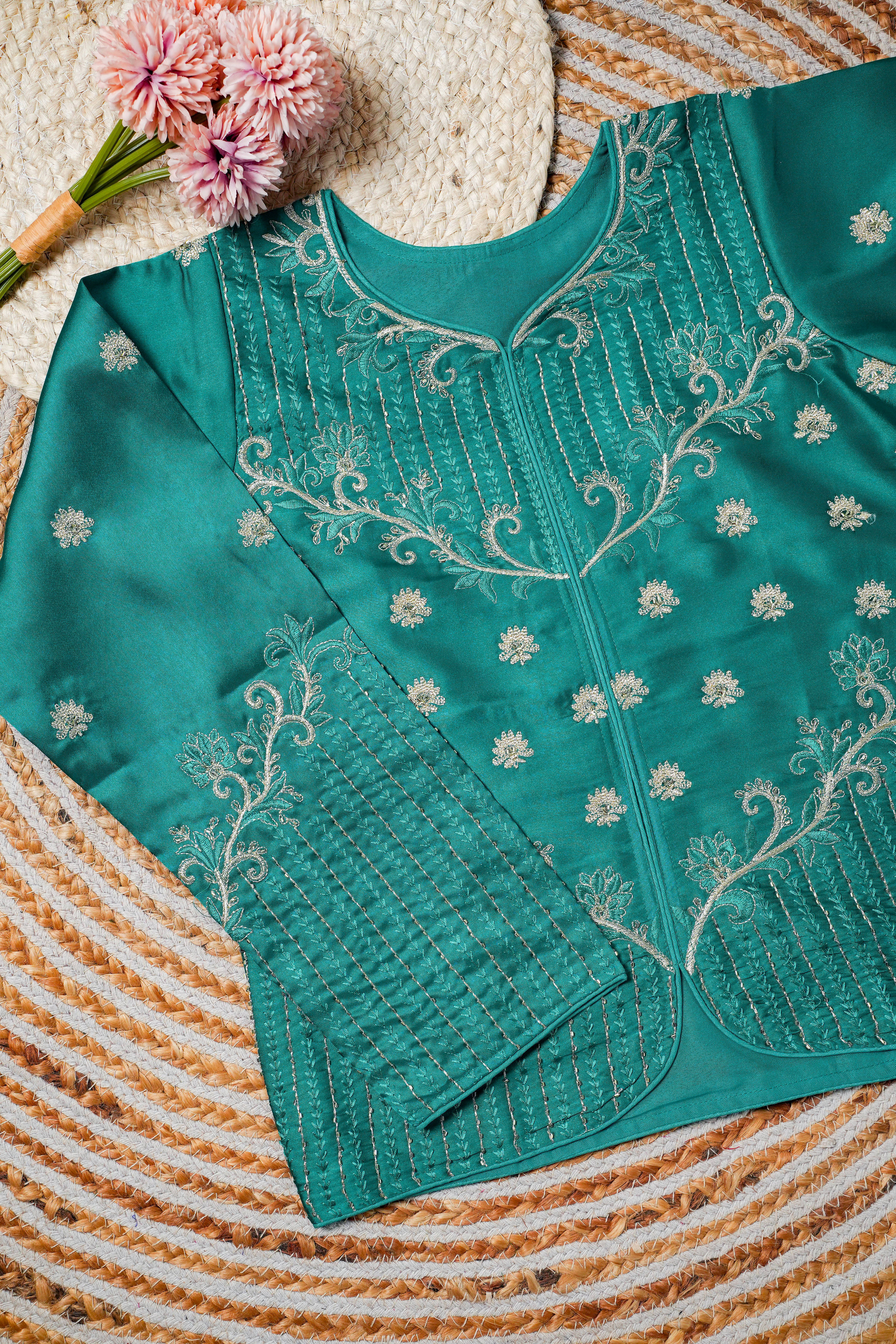 Jacket 2: Vertical Sequin Stripes & Curved Pocket-Detail Jacket Blouse