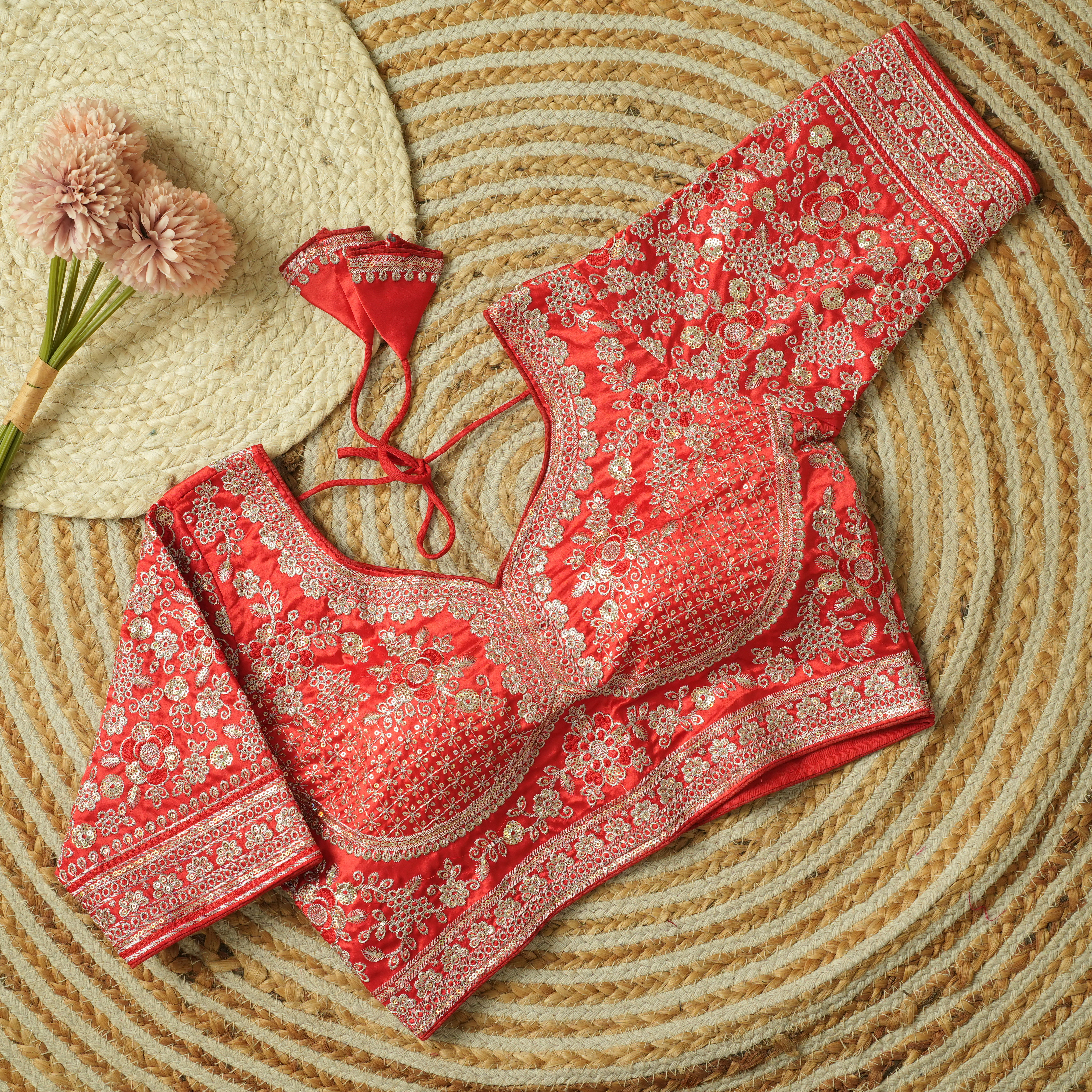 A Chota Flower: Allover Zari Floral Sequin Embroidered Blouse
