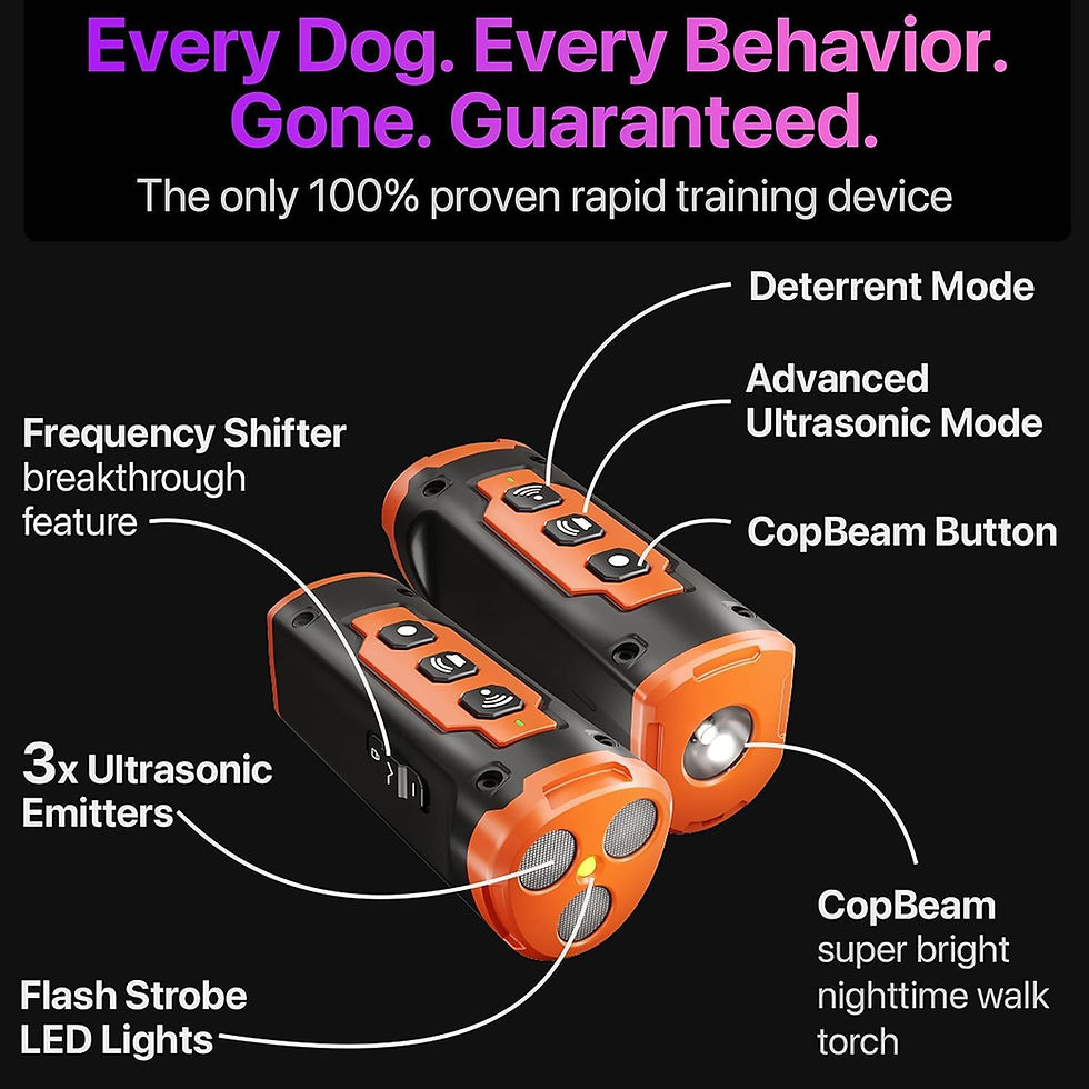 Thumbnail: 50 Ft Ultrasonic Dog Bark Deterrent Device 3 Emitters Bright LED Cop Flashlight