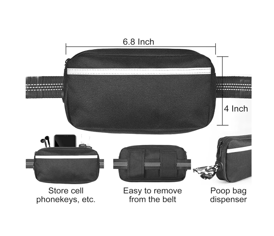 Thumbnail: GroovyPets Bungee Hands-Free Reflective Running Dog Leash with Pouch, Black