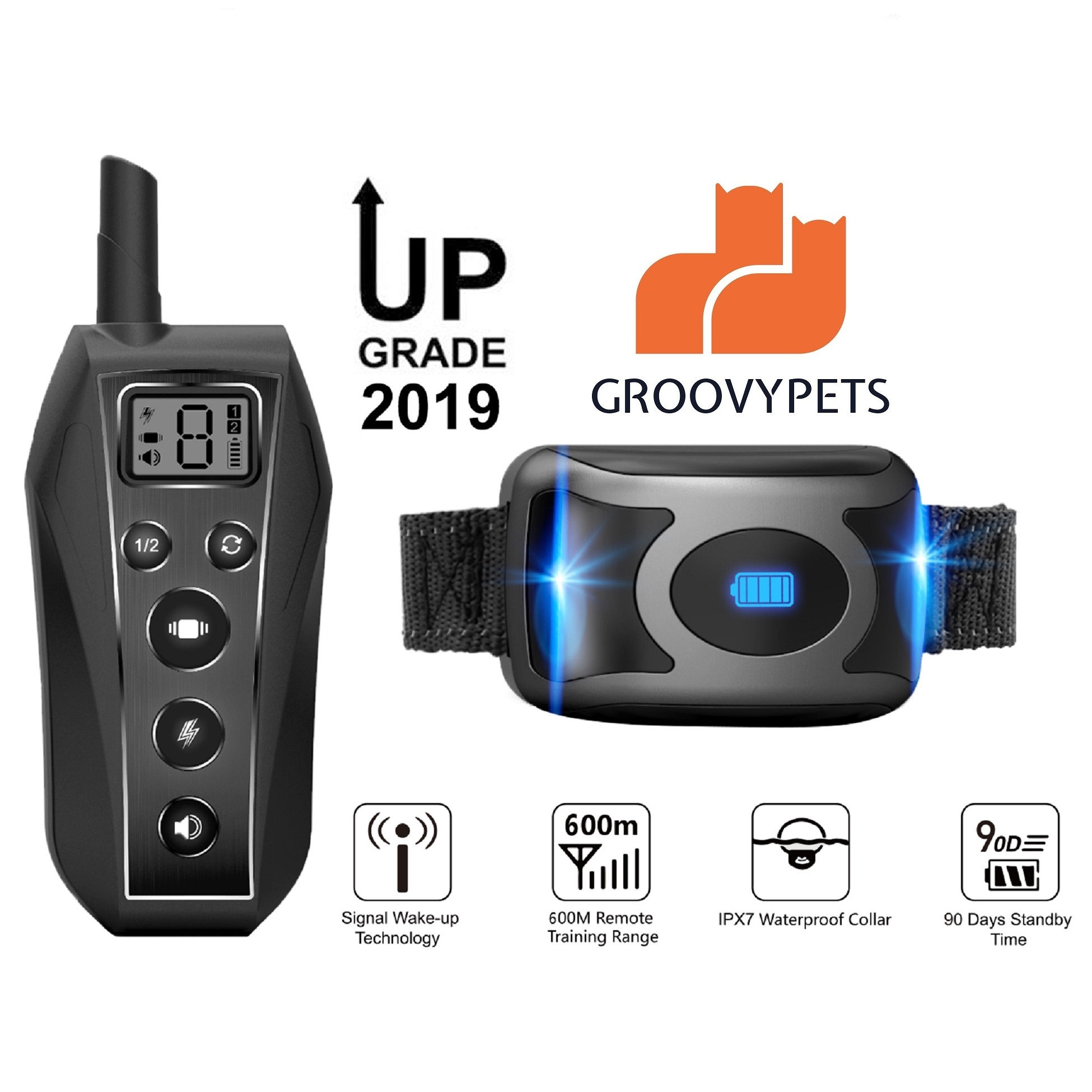 GROOVYPETS 650 YD One Dog Collar Trainer/Waterproof Remote Dog Training Shock