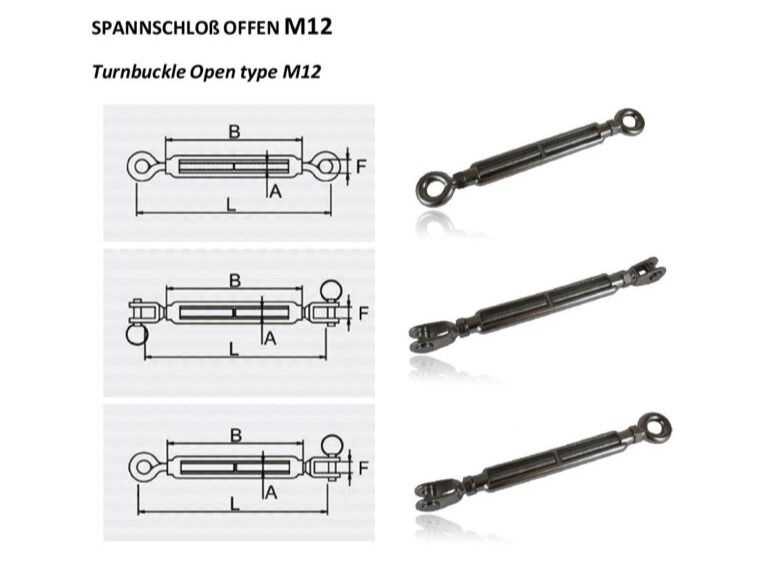 Miniaturbild: Tandür açık M12 göz/çatal