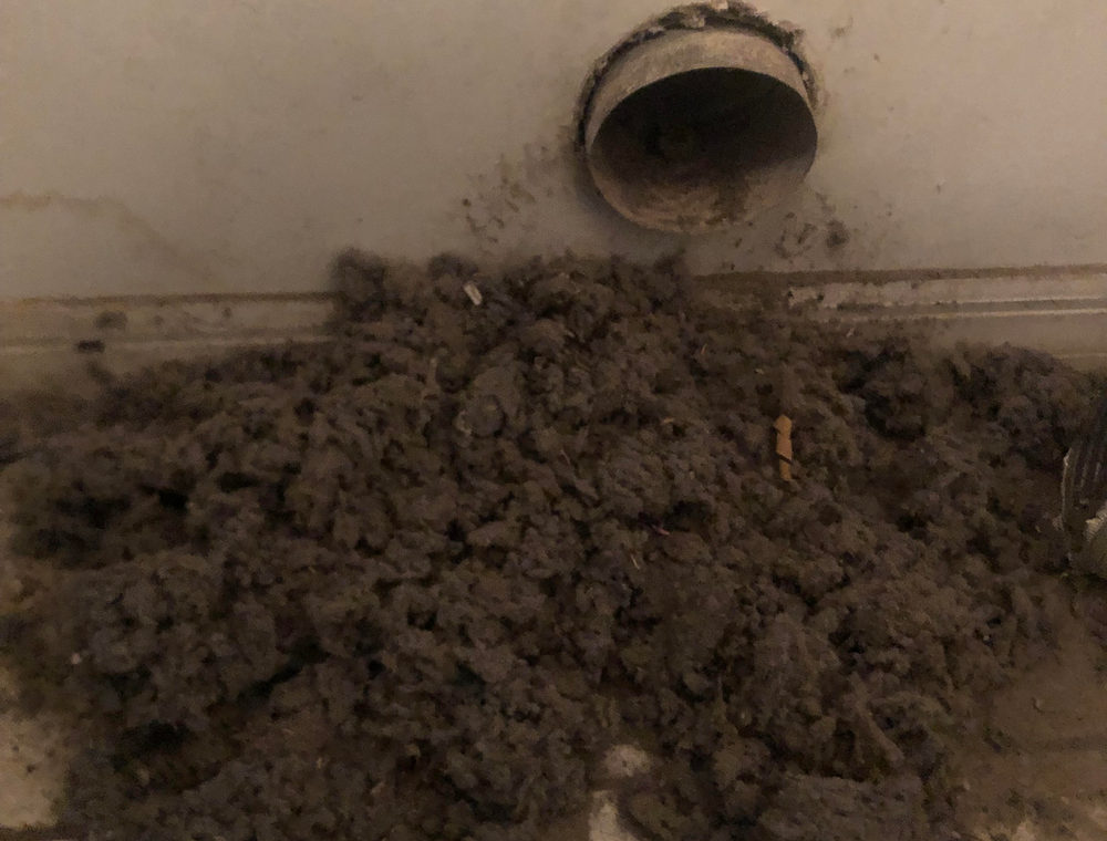 Lint-packed dryer vent found during a camera inspection