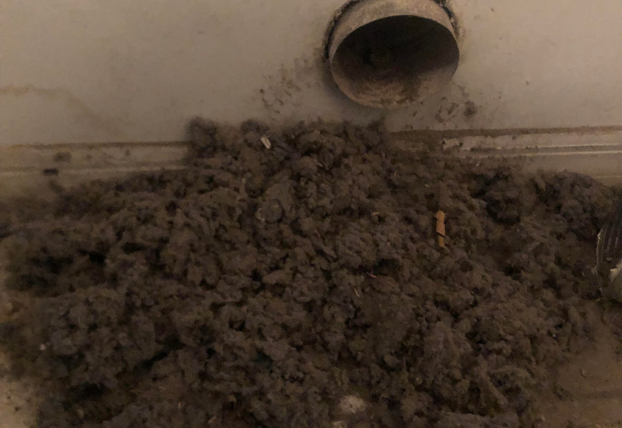 Lint-packed dryer vent discovered during a cleaning, the cause of 40-minute dry times