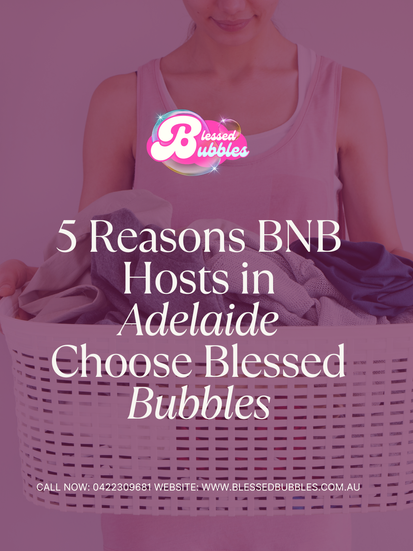 “Blessed Bubbles staff picking up BNB laundry in Adelaide for same-day wash and fold service.”