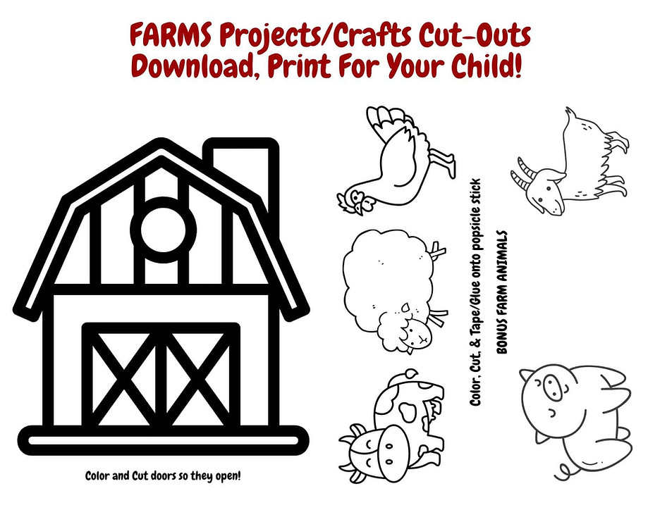 FARMS Theme Online Preschool Craft Cut-Outs, print and cut out.