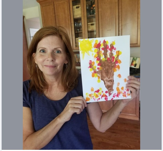 Denise shows us missing craft for online preschool fall lesson