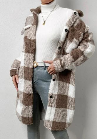 Thumbnail: Women Long Plaid Fleece Sweatshirt
