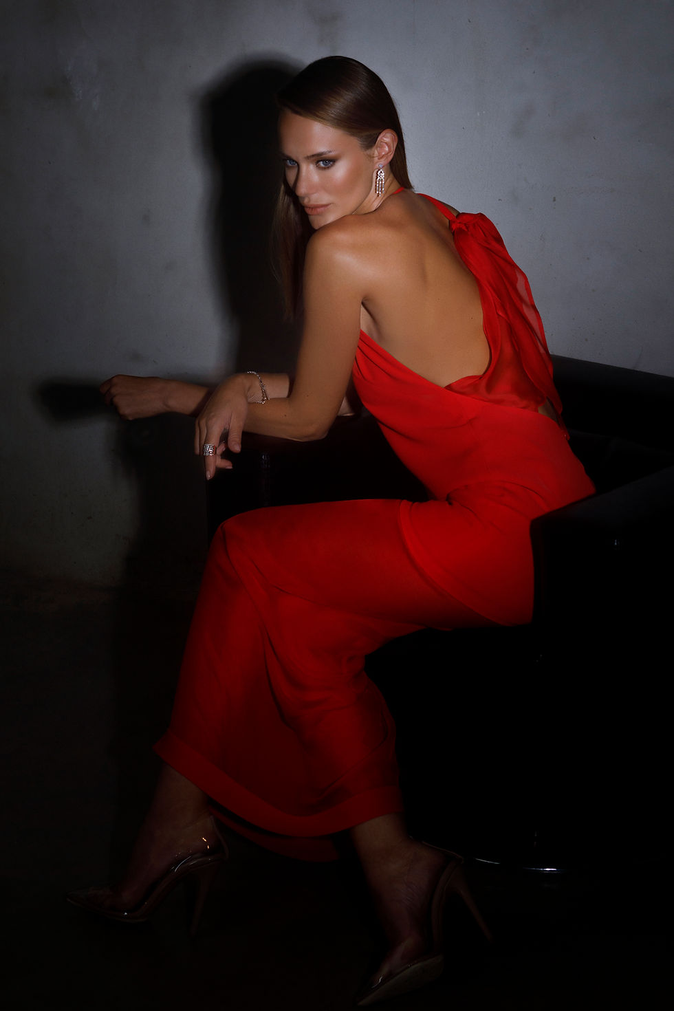 Thumbnail: PARIS DRESS / SILK CREPE BACKSIDE LOW-CUT DRESS