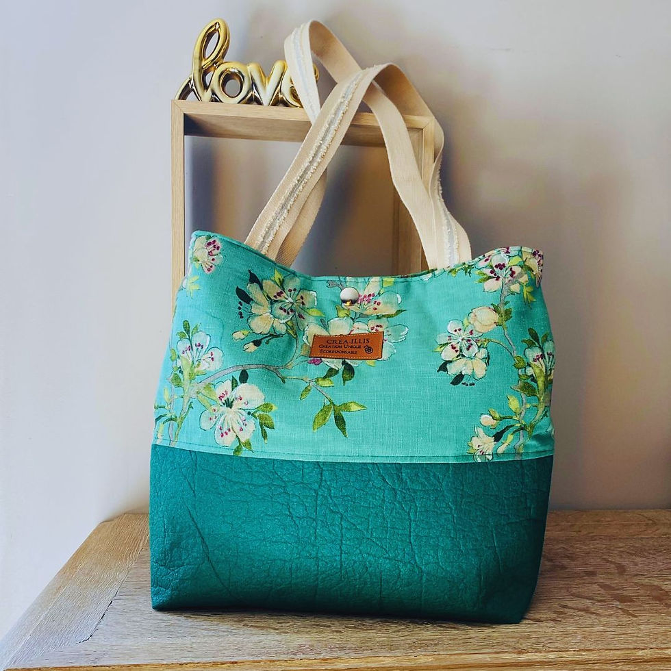 Miniature : sac cabas fait main en pinatex et lin
