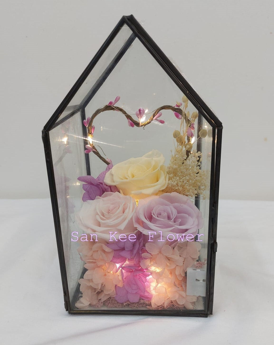 Q09 三色玫瑰保鮮花夜燈擺設