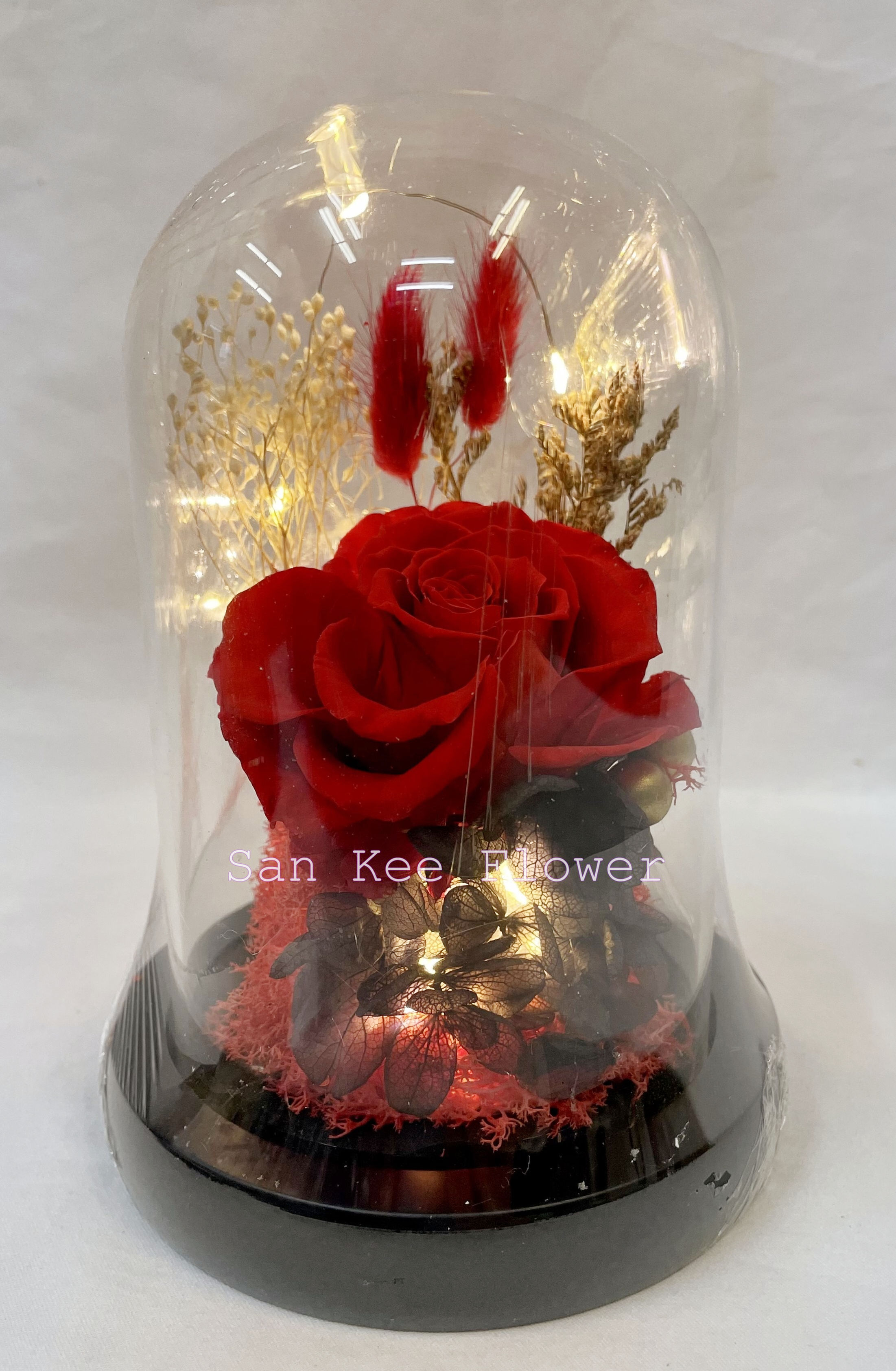Q01 紅玫瑰保鮮花夜燈擺設