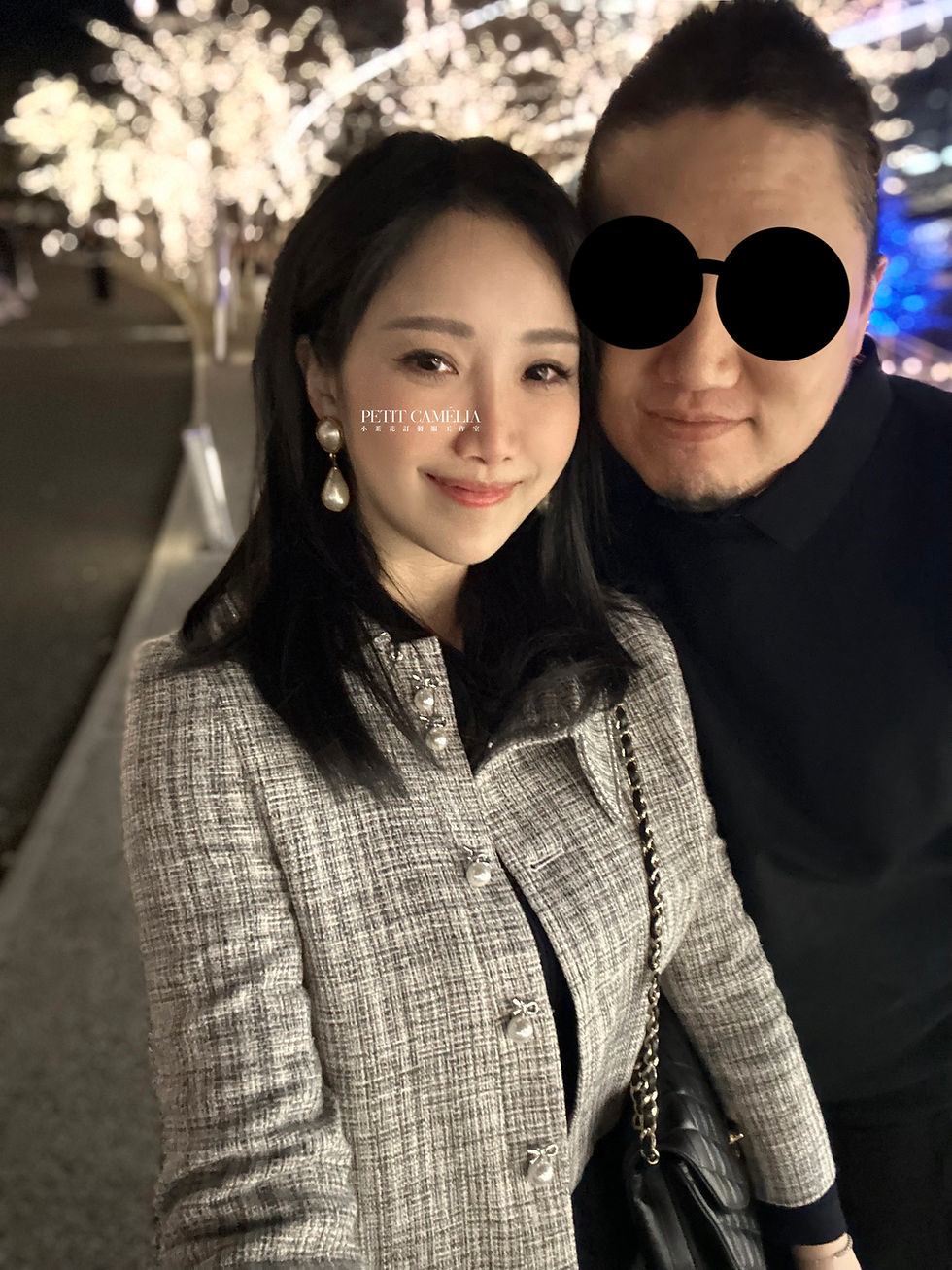 縮圖：寧靜棕灰 鑽飾特殊領套裝