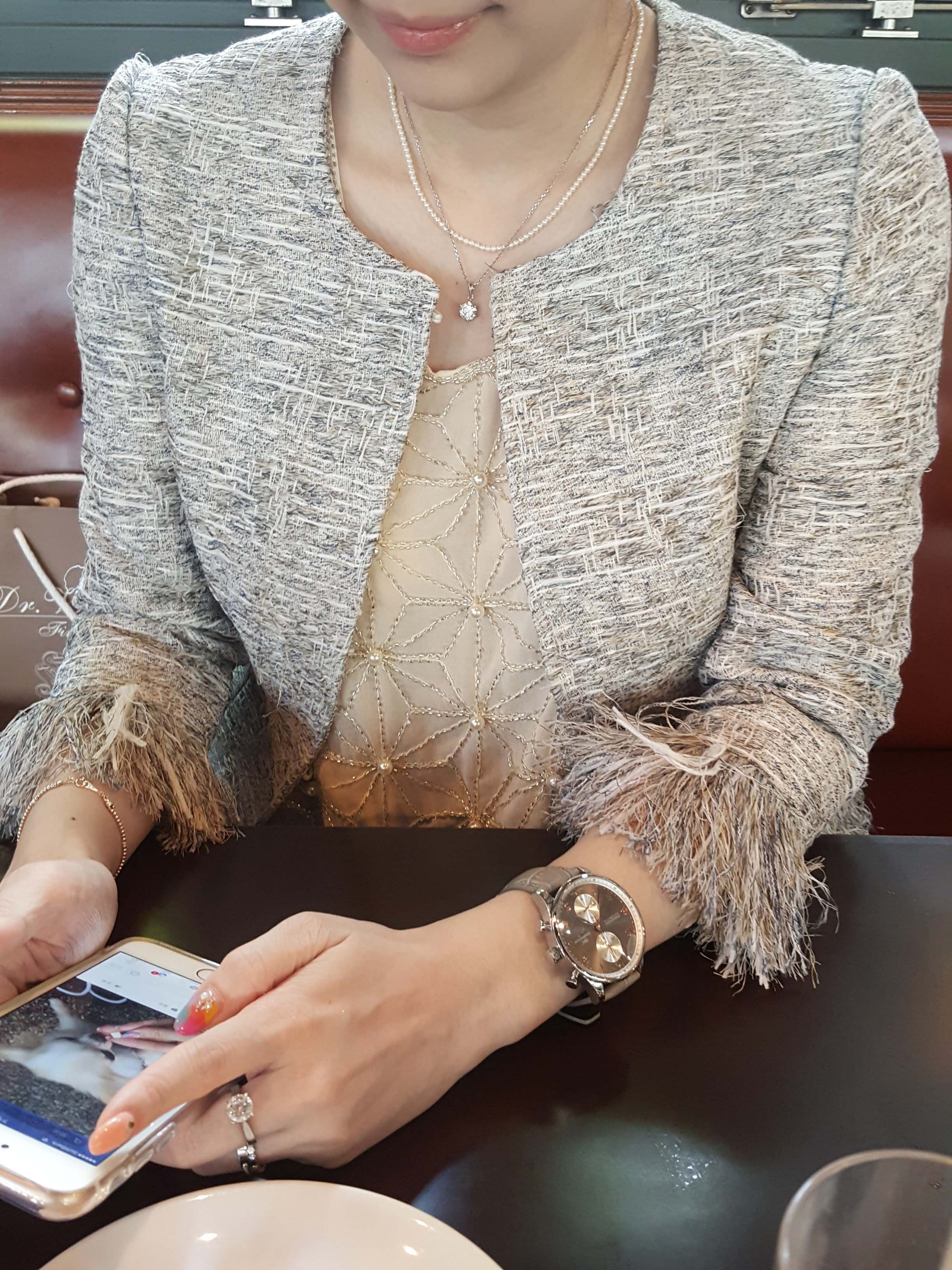 十字紋薄布 基2灰色長流蘇