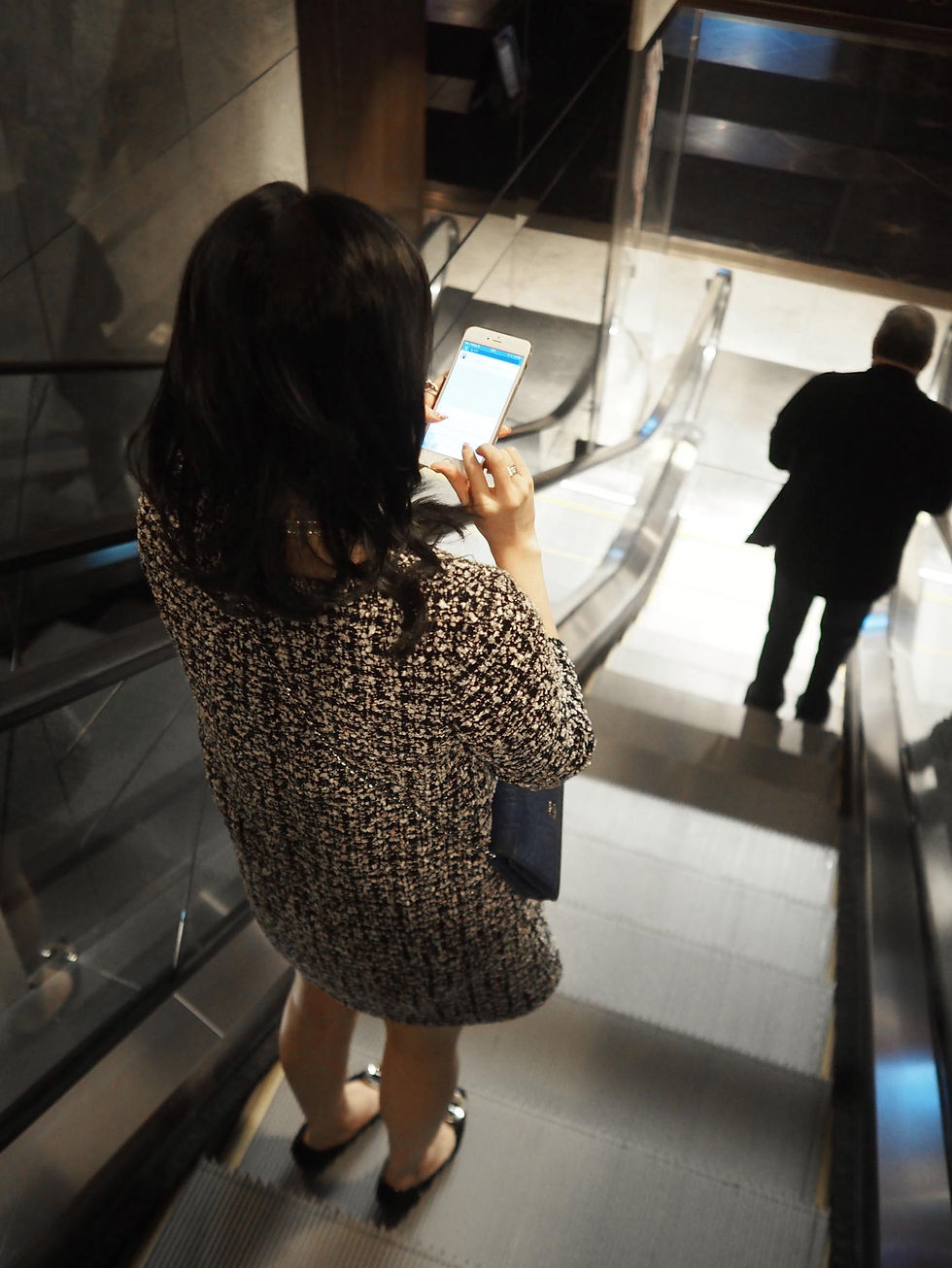 縮圖：黑白紫七分袖小A字洋裝