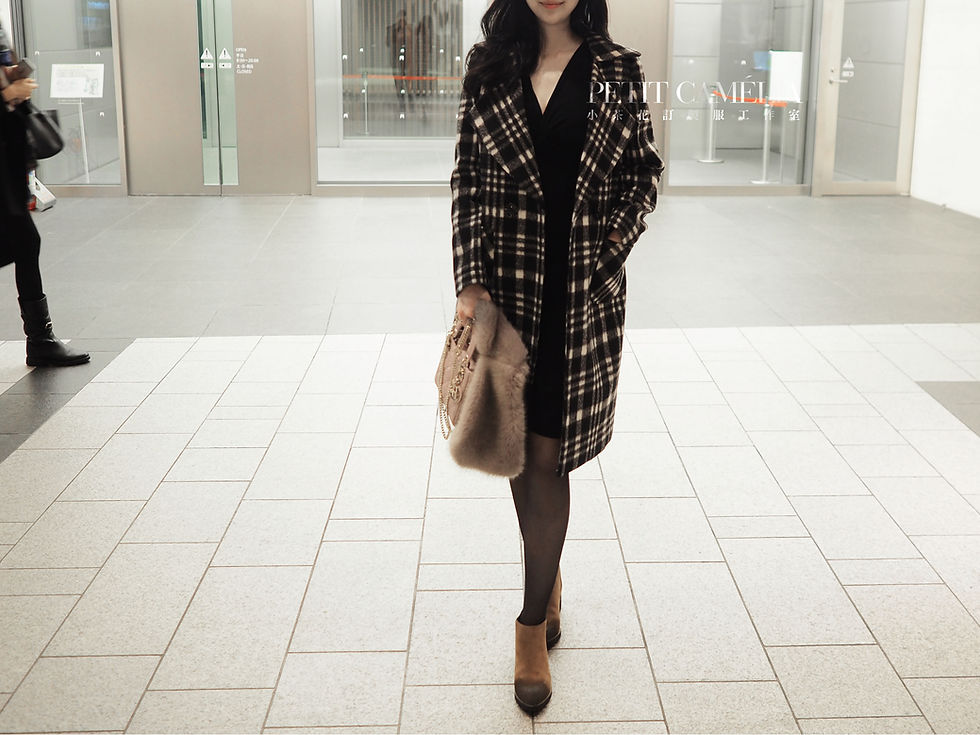 縮圖：黑白大格子超挺羊毛大衣