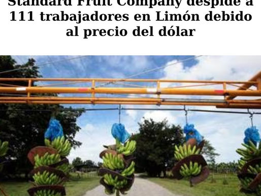 Standard Fruit Company despide a 111 trabajadores en Limón debido al precio del dólar