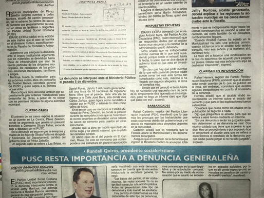 PRIMER EJEMPLAR DE MAÑANA DIARIO EXTRA "Alcalde a Cuentas por Extravío de Cemento"