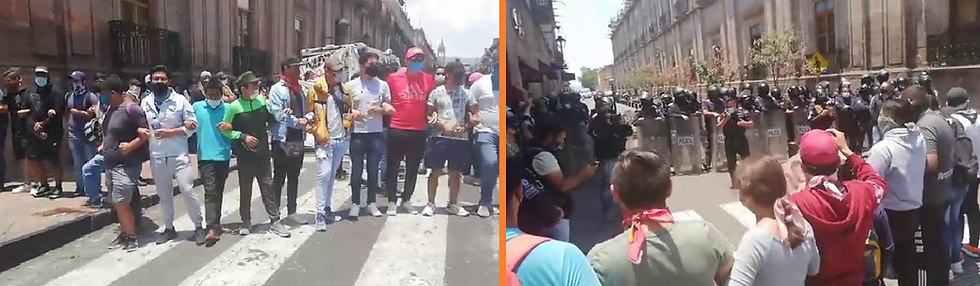 #Morelia: Chica normalista se desmaya en medio de protesta y se generan empujones a reporteros Video