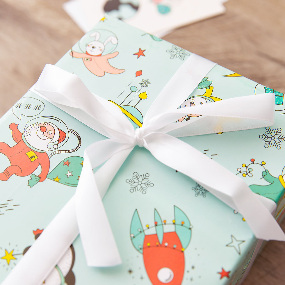Thumbnail: Space Christmas Wrapping Paper Sheets with 3 Coordinating Cards