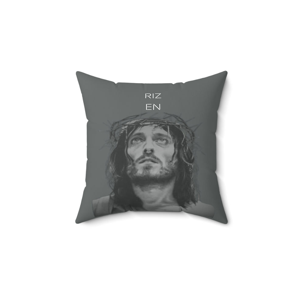 Jesus Rizen Pillow Back View