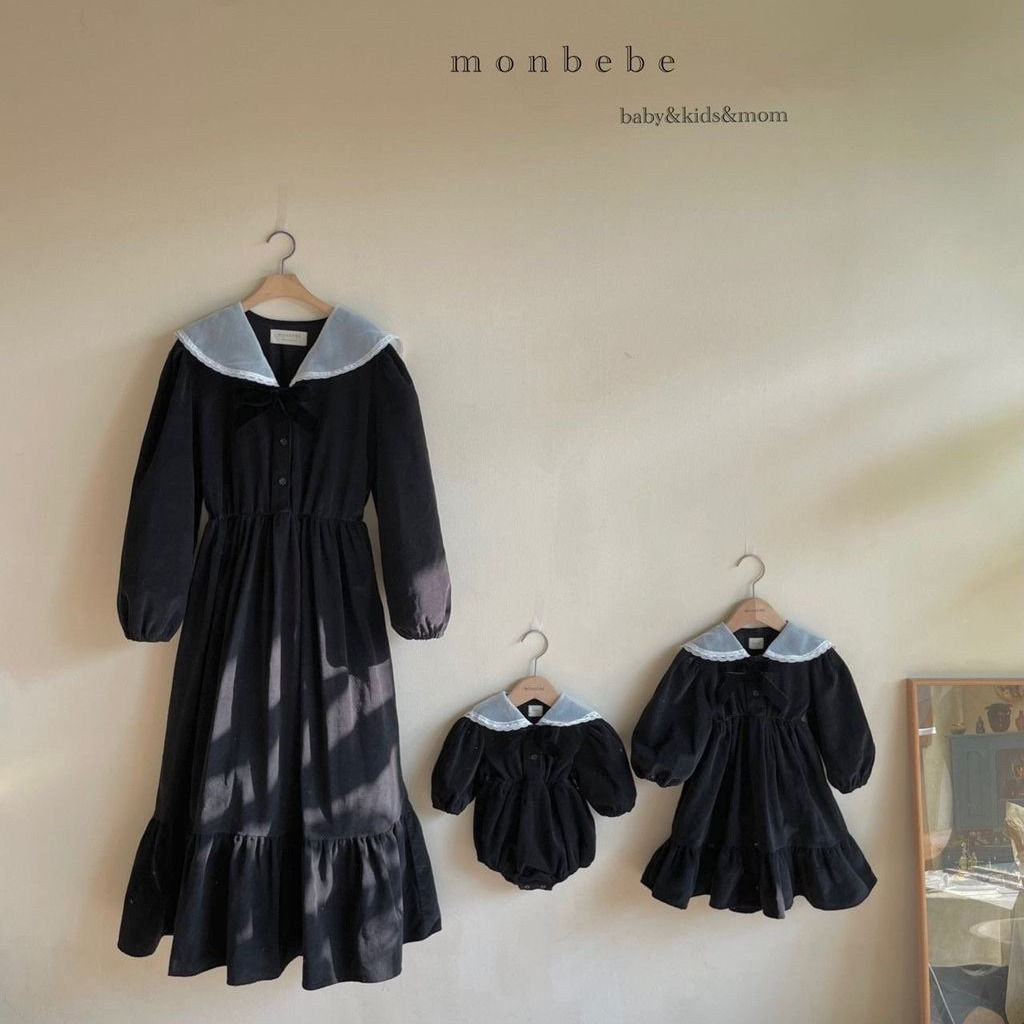 Mb親子裝 蕾絲領燈芯絨洋裝