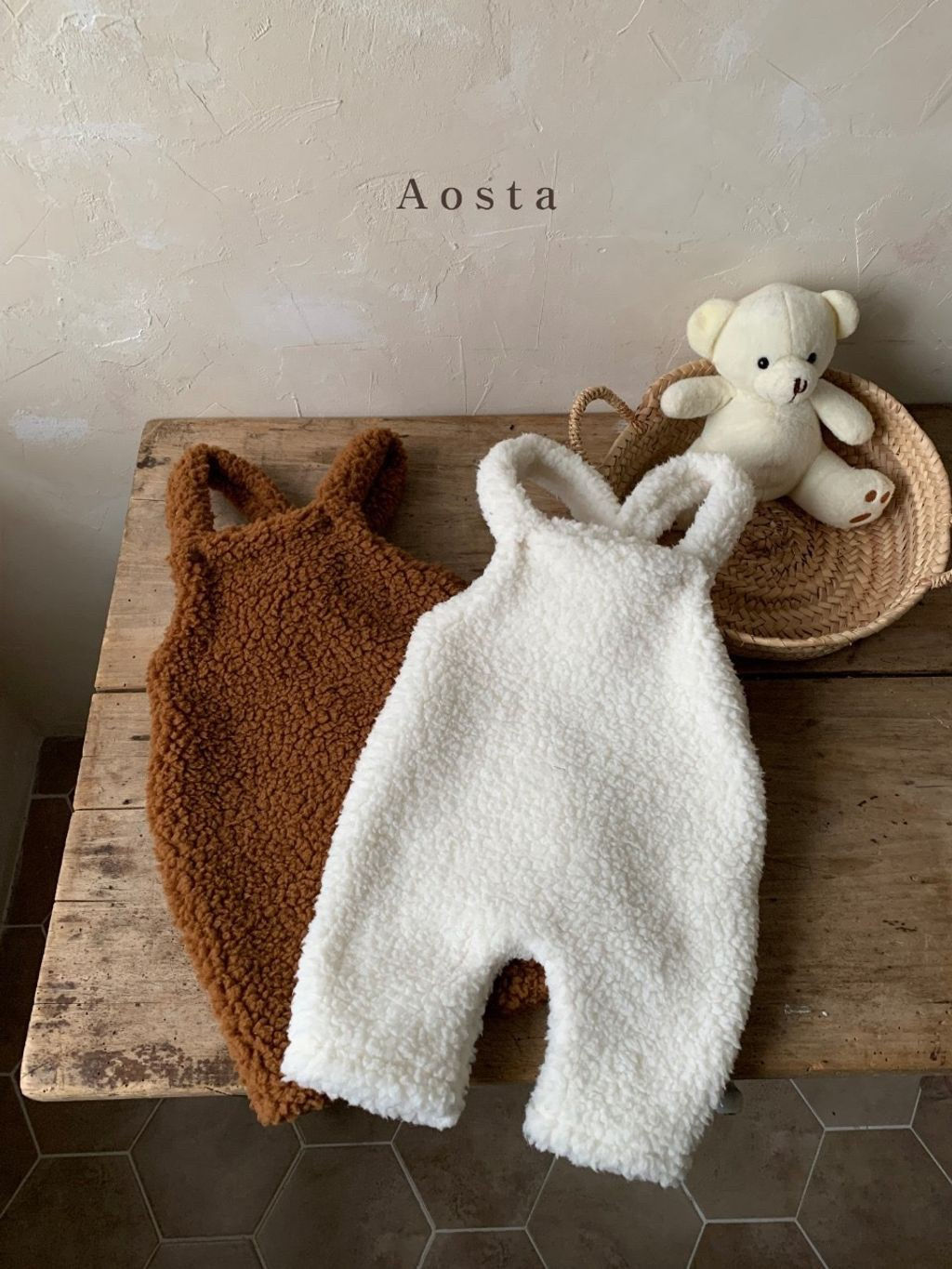 泰迪熊毛毛吊帶褲