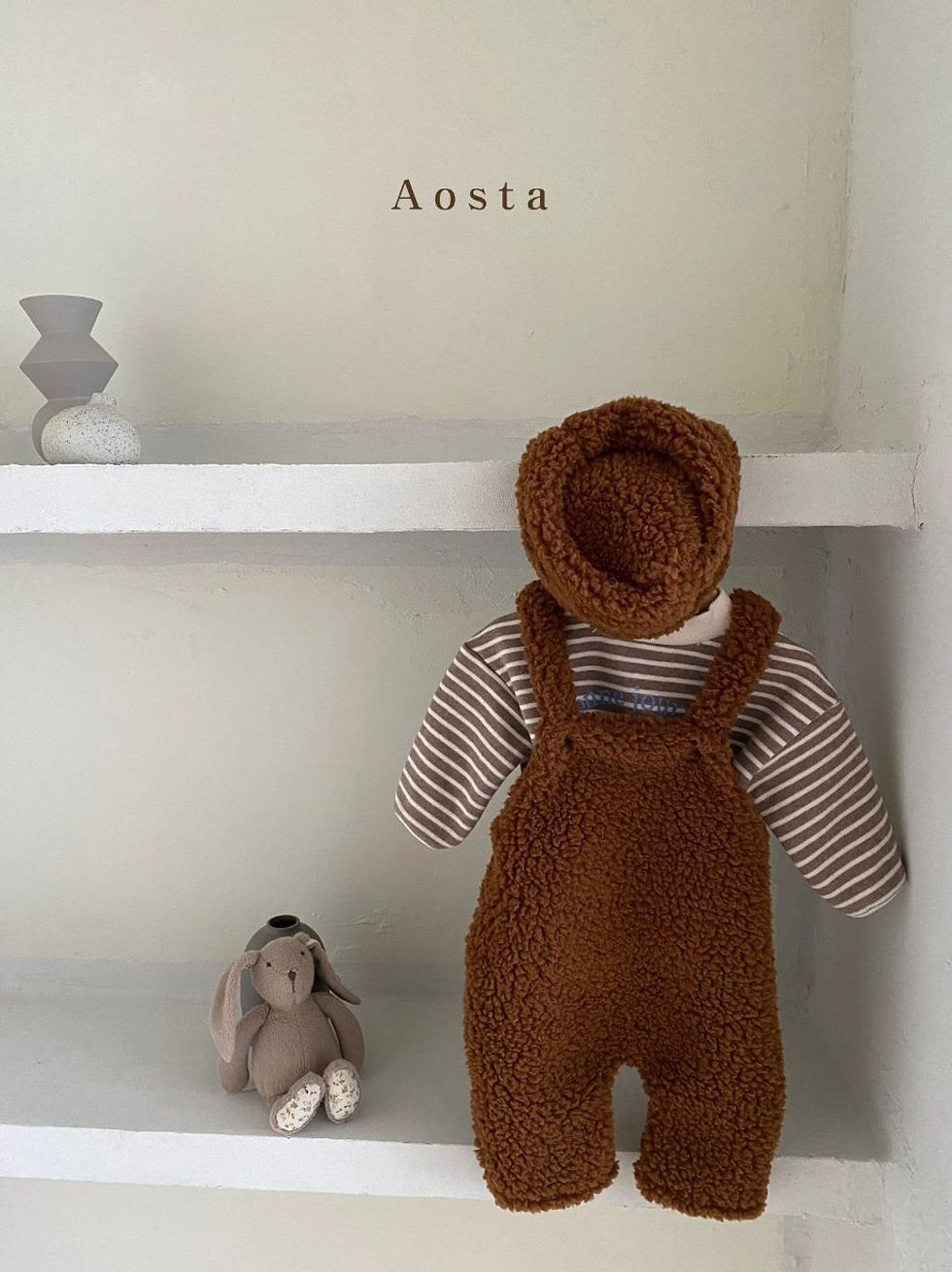 縮圖：泰迪熊毛毛吊帶褲