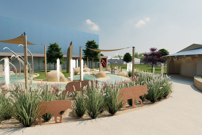 Quapaw splash pad proposal rendering, while with GH2 Architects LLC