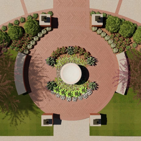 Gordon Residence courtyard plan rendering, while with GH2 Architects LLC