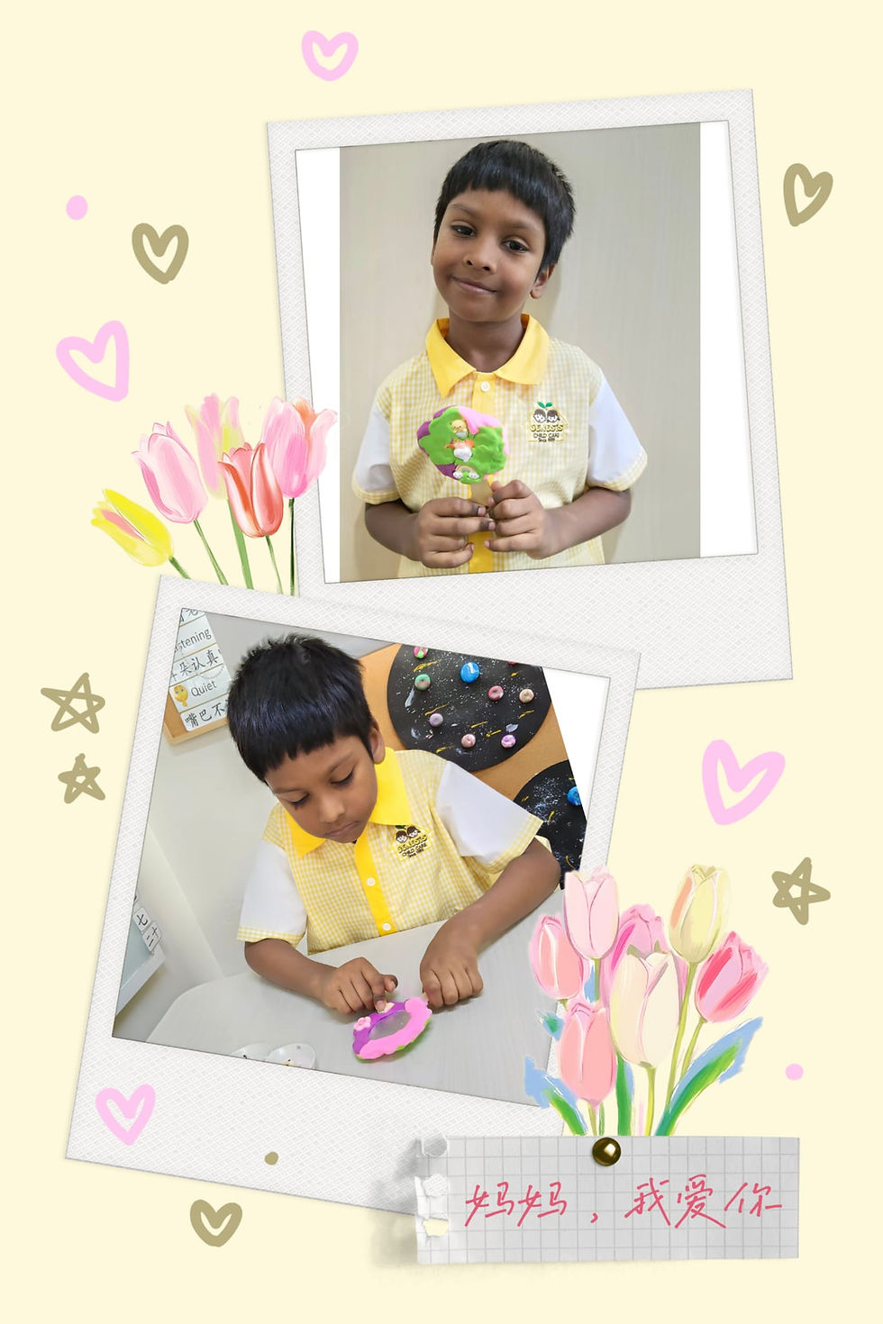 Children creating heartfelt handmade gifts for Mother’s Day.