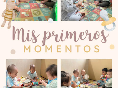 Babies enjoying their first playful discoveries together. 🌈