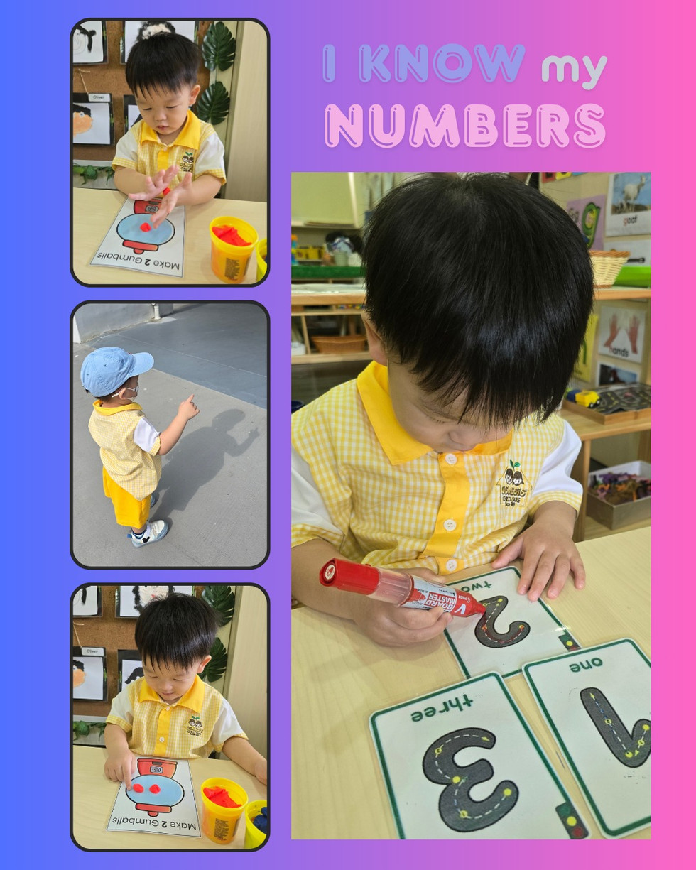 A child happily learning numbers through fun hands-on classroom activities.