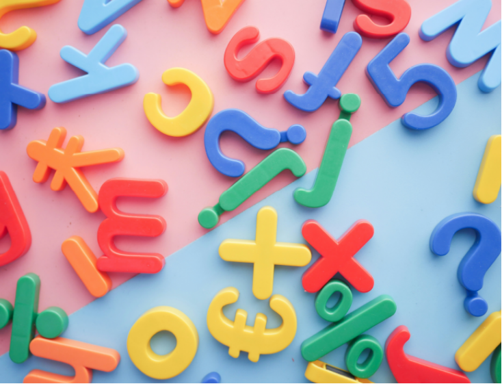 Different colored letters