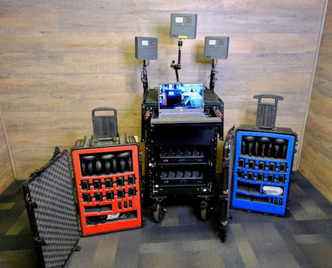 Riedel Bolero comms rental cart with pelican cases. For film and television production