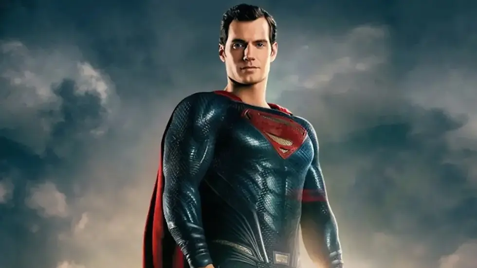 superman, suit, blue suit, black hair, superman sign, red cape, superhero