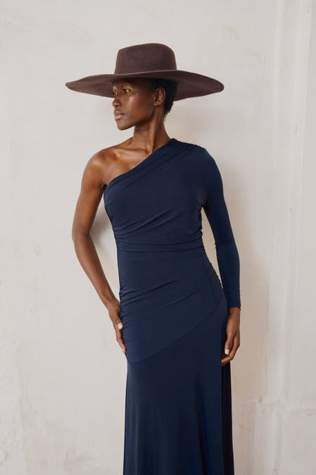 Navy One Shoulder Dress