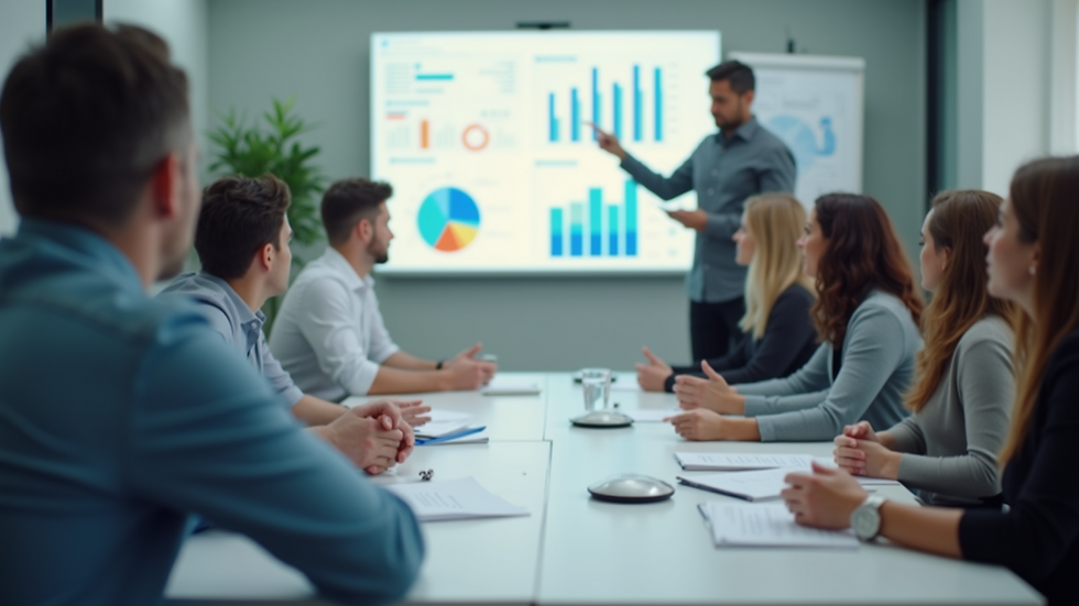 Close-up view of a workshop presentation with charts and graphs